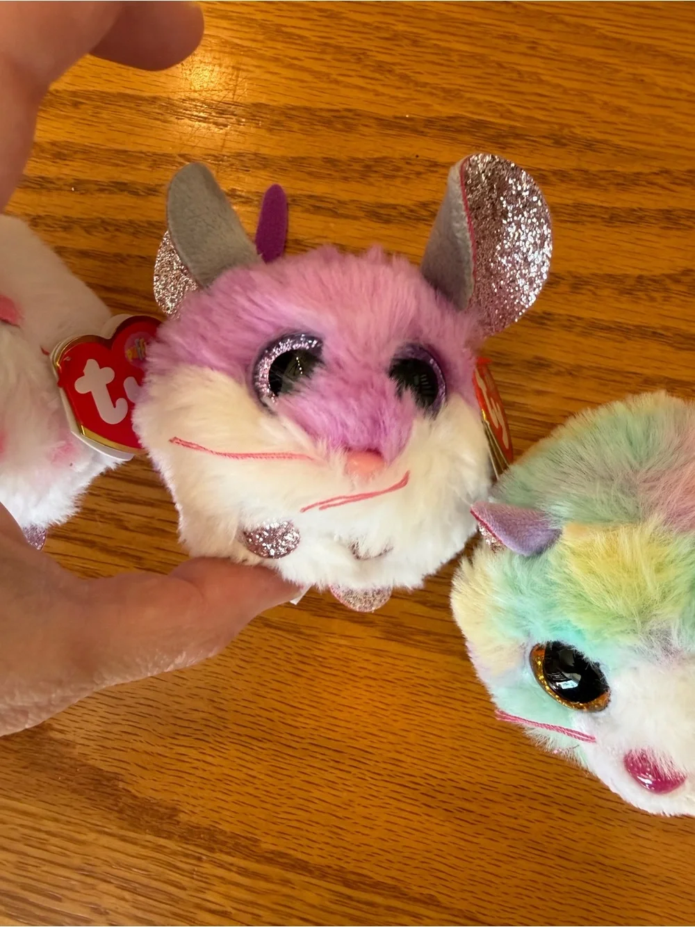 TY puffies and beanie balls cat mouse hamster